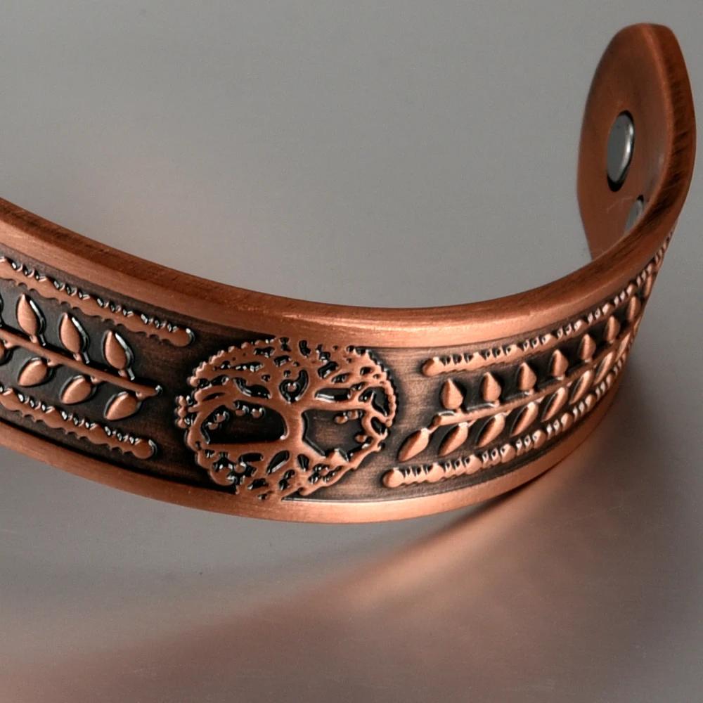 Bracelet en cuivre pur Vinterly Yggdrasil Viking bracelets magnétiques réglables soulagement de l'ar