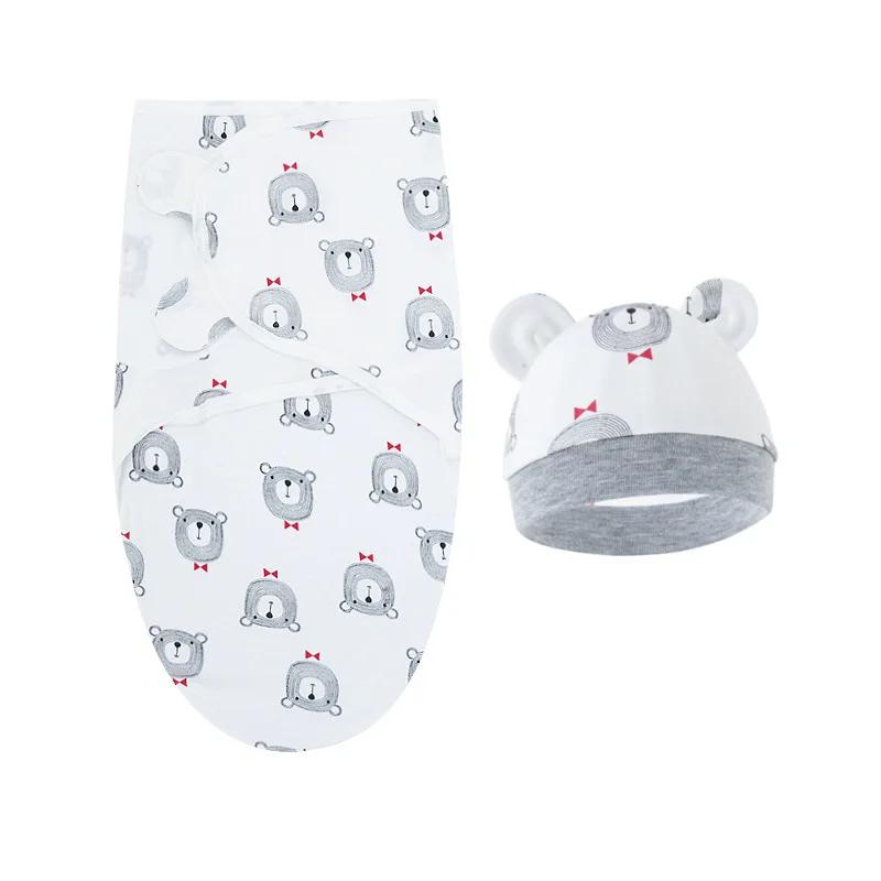 Ensemble de couverture et de chapeau pour bébé de 0 à 6 mois, en coton imprimé de dessin animé, emma