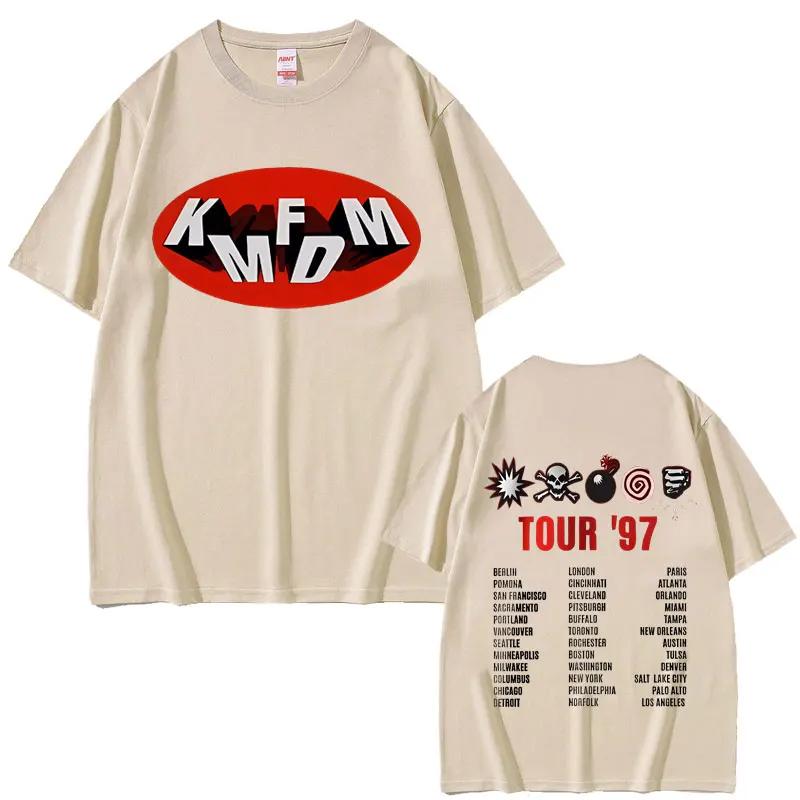 Rock Band Kmfdm Tour 97 T-shirt imprimé graphique été hommes femmes Vintage gothique Punk Streetwear