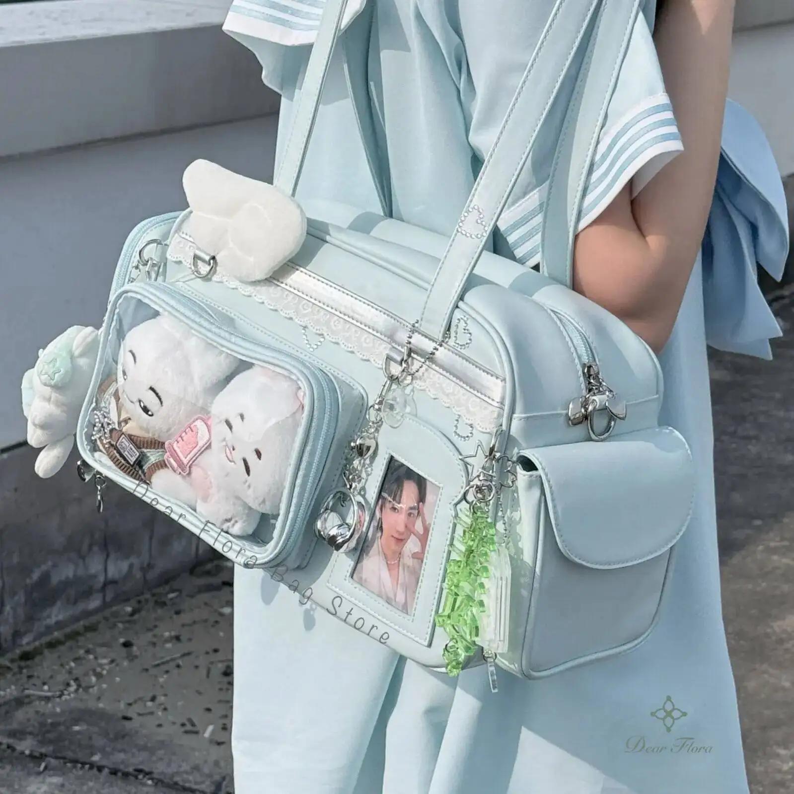 Nouveau sac à bandoulière Y2K grande capacité style JK, sac à dos transparent mignon pour fille, sac
