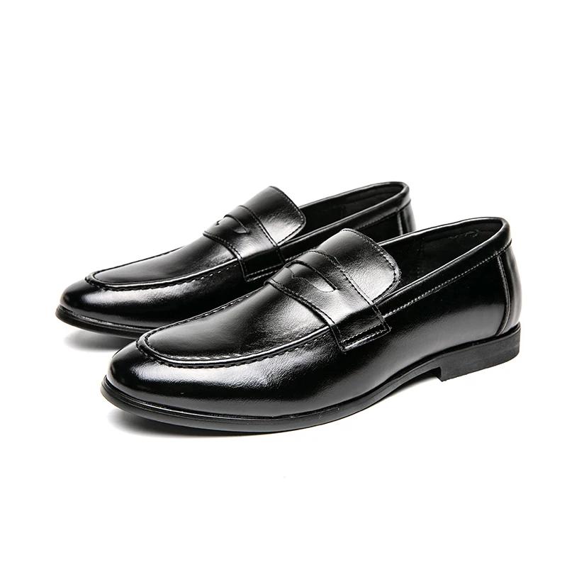 Chaussures habillées pour hommes, tendance, décontractées, en cuir, pour affaires, classiques, à enf