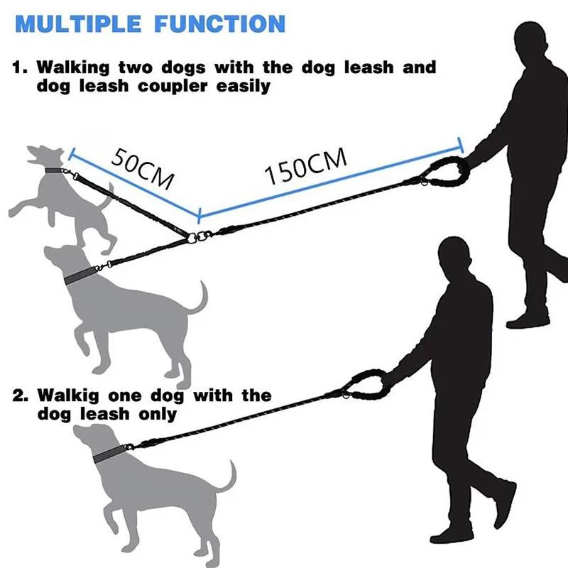 Laisses pour chiens de compagnie marche 2 deux chiens laisse en Nylon coupleur Double cordes double