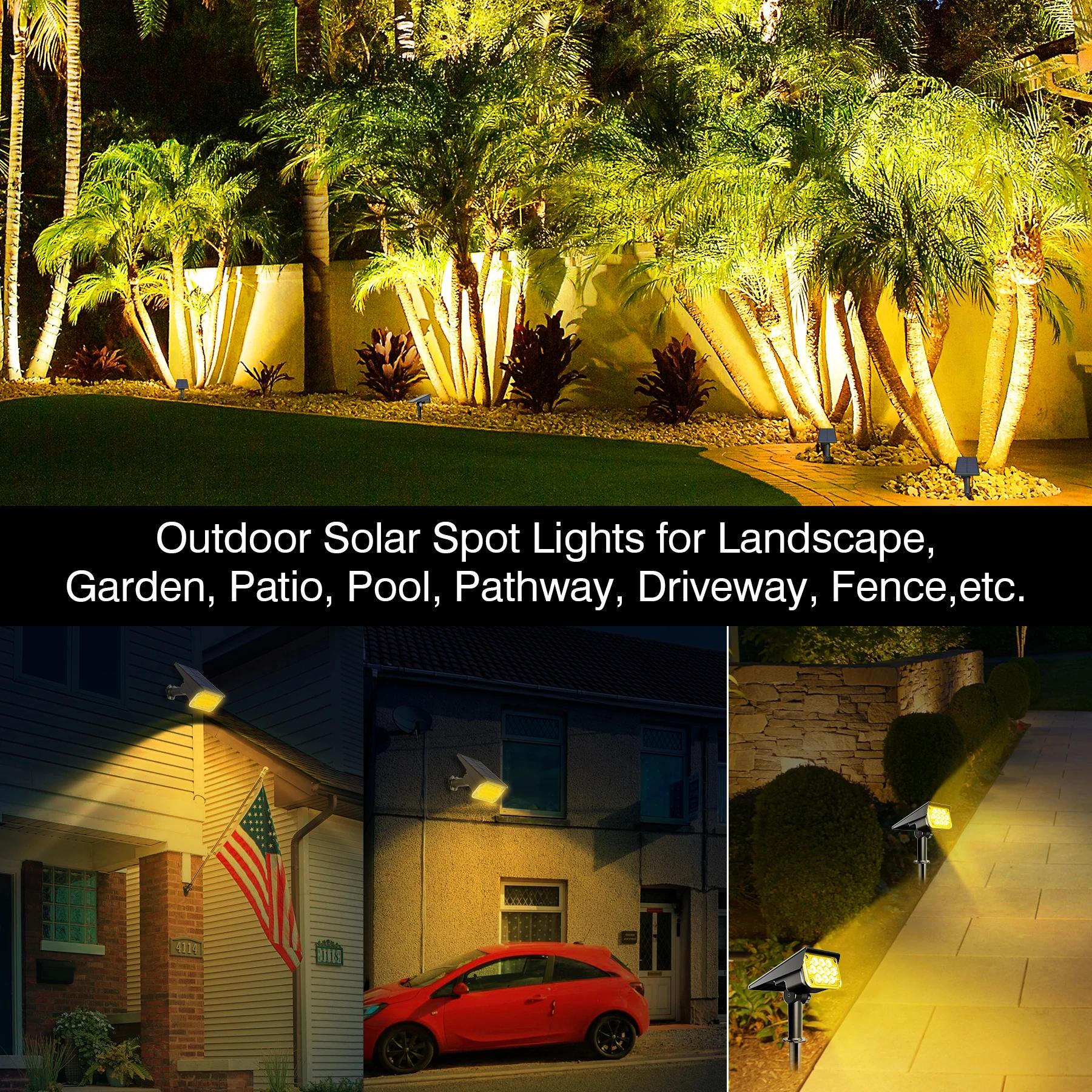 TSUN 1pc lumière solaire extérieure 3000K/6000k/RGB lumière de jardin solaire IP65 projecteur solair