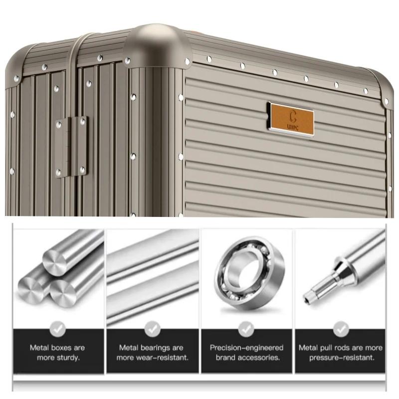 Nouvelle Valise 2026 en Alliage Aluminium-Magnésium de Haute Qualité, Bagage à Roulettes 20/24 Pouce