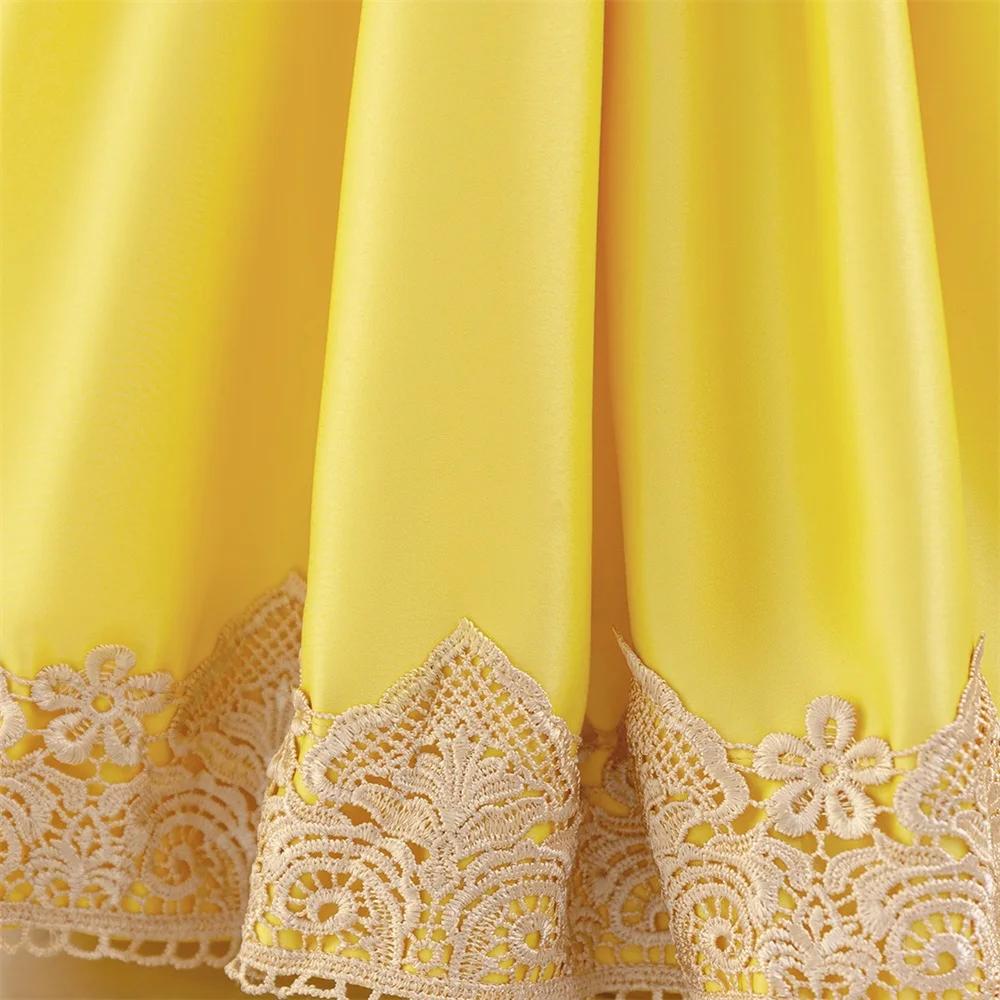 Robe de princesse blanche-neige pour filles, 2 pièces, jaune la reine des neiges, Tutu, robes de fêt