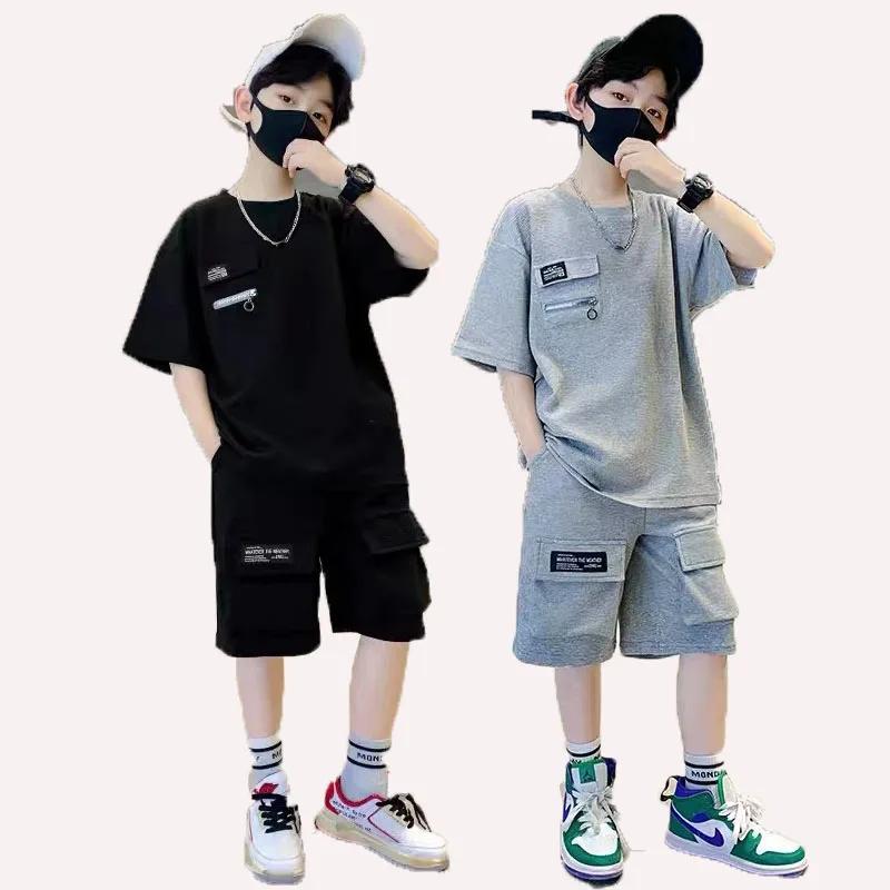 Ensemble de vêtements de sport pour garçons, tenue d'été pour enfants, haut à manches courtes et sho
