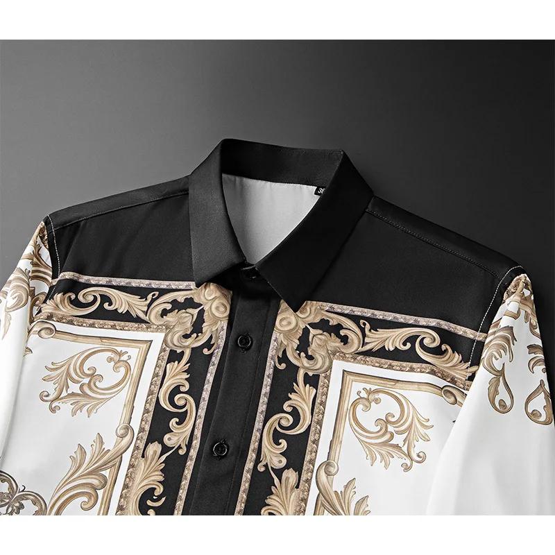 Chemise de Style palais de marque pour hommes, coupe cintrée, chemises sociales décontractées, haute