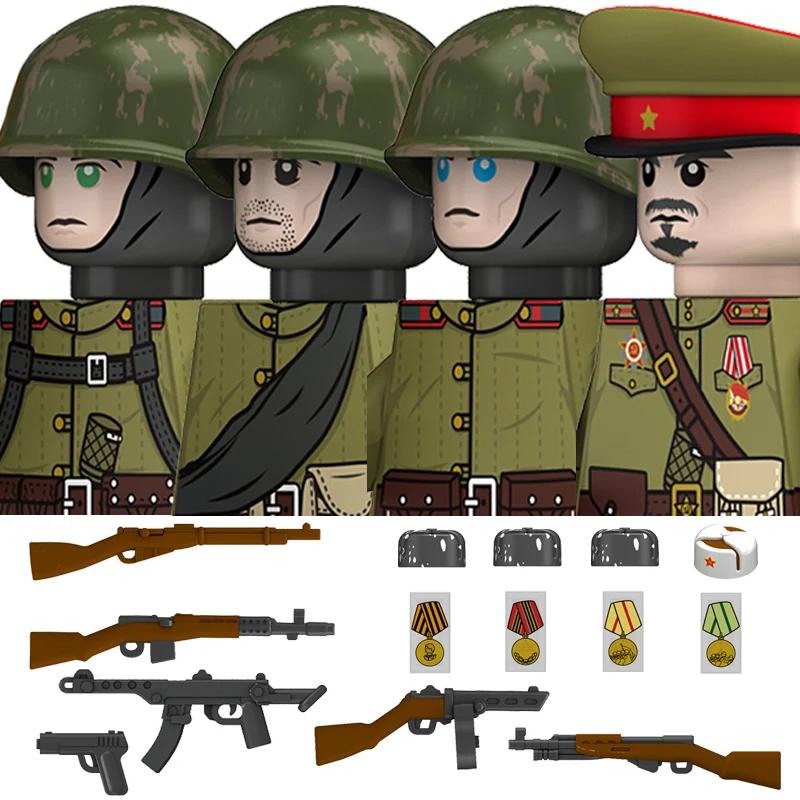 Figurines de soldats d'infanterie militaires de la Seconde Guerre mondiale, blocs de construction, R