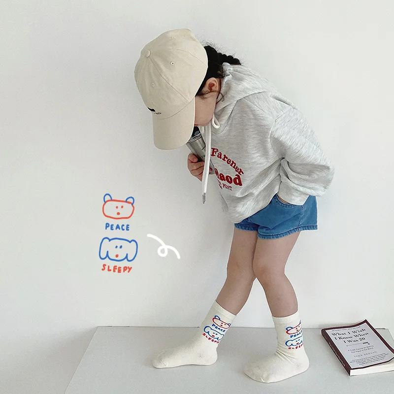 Chaussettes de printemps rayées pour enfants, chaussettes en coton pour filles et garçons, nouvelle