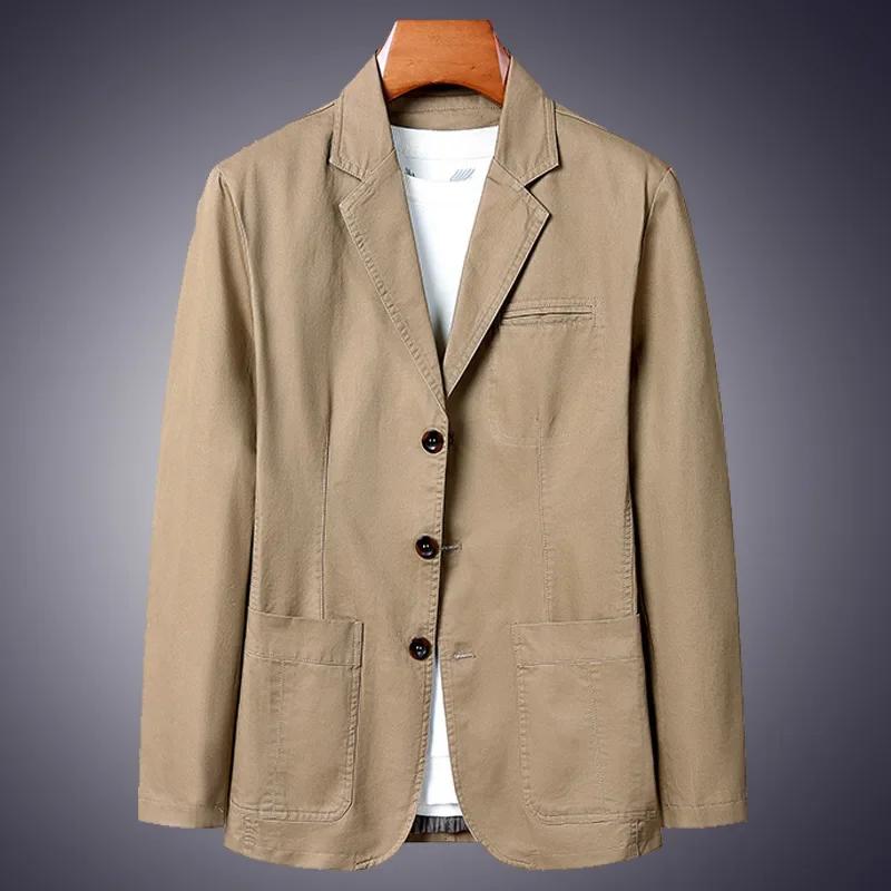 Blazer nouveaux hommes mode affaires couleur unie coupe ajustée travail décontracté coton coréen man
