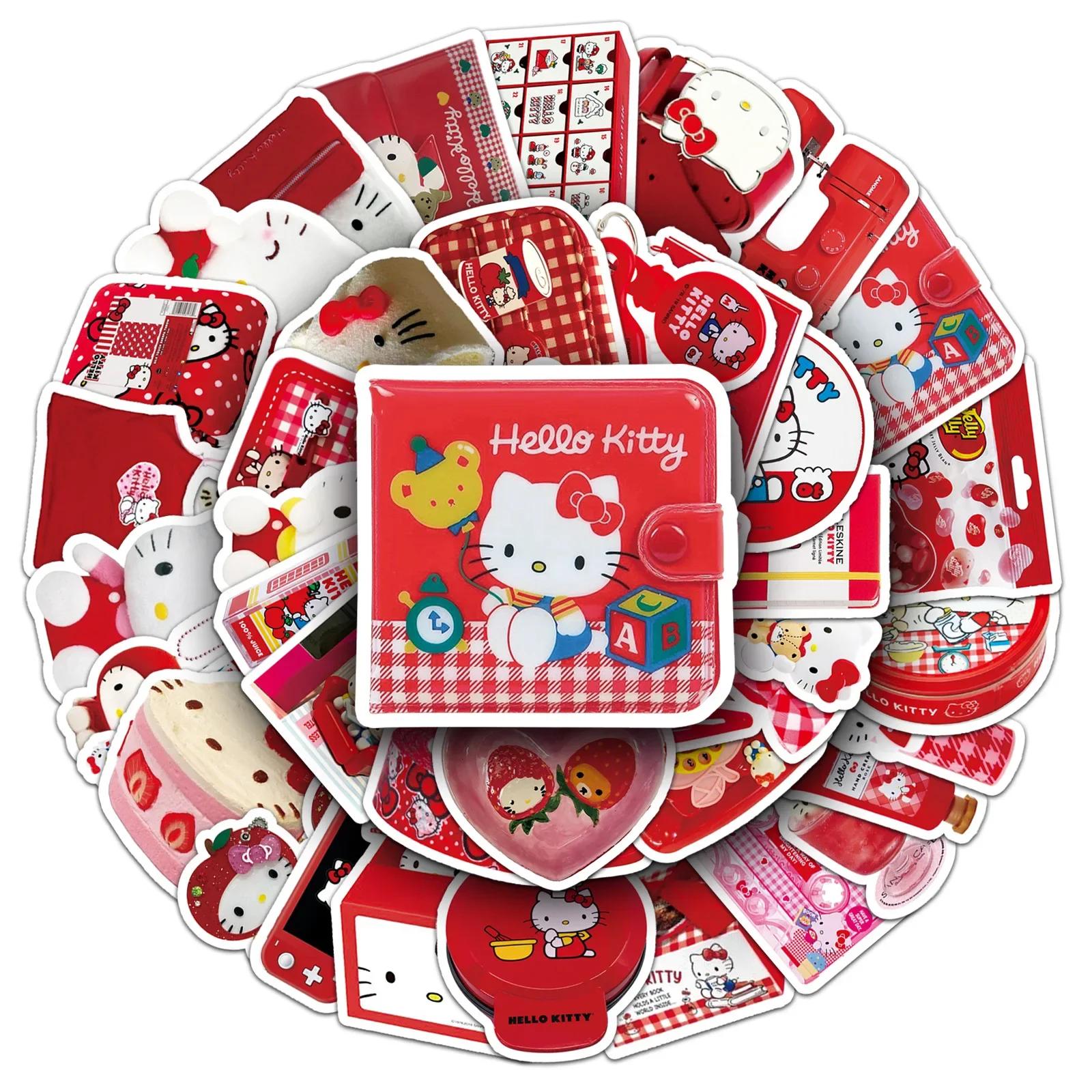 Autocollant de Style INS rouge Hello Kitty, étiquette étanche, dessin animé amusant, Doodle, jouet p
