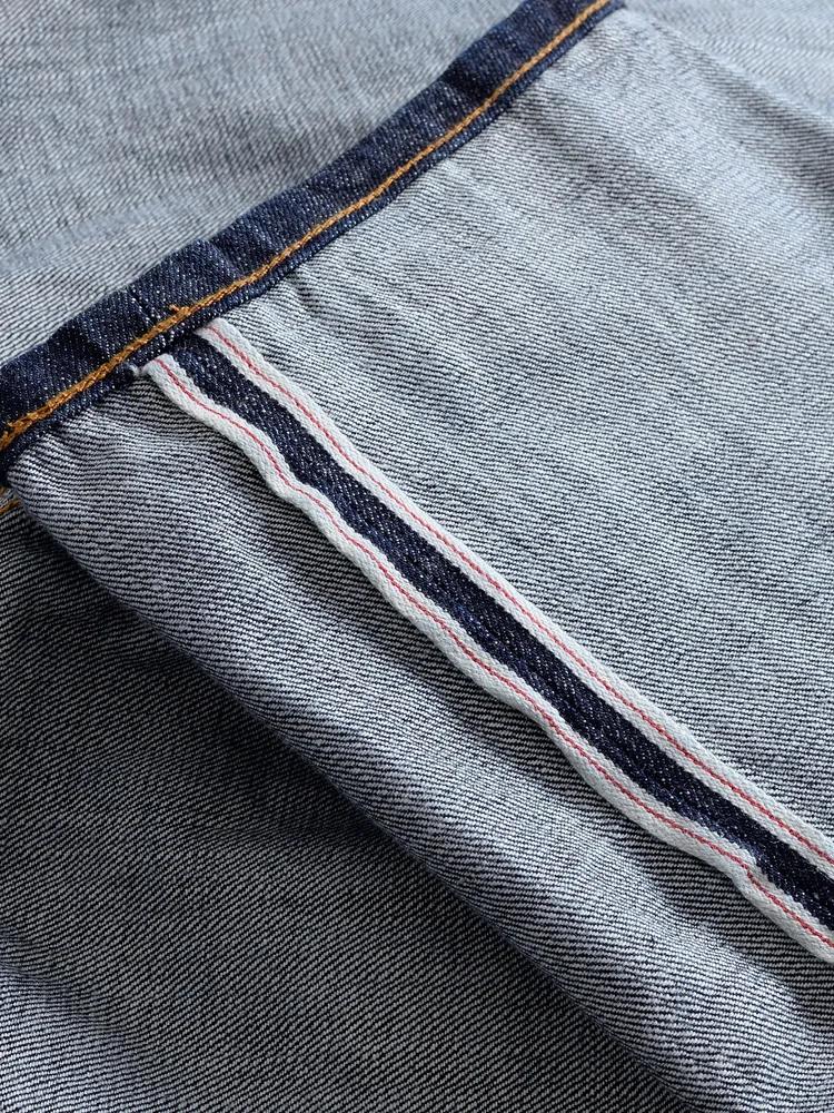 Jean en Denim à lisière rouge lourde pour hommes, pantalon droit ample de haute qualité, une lavage,
