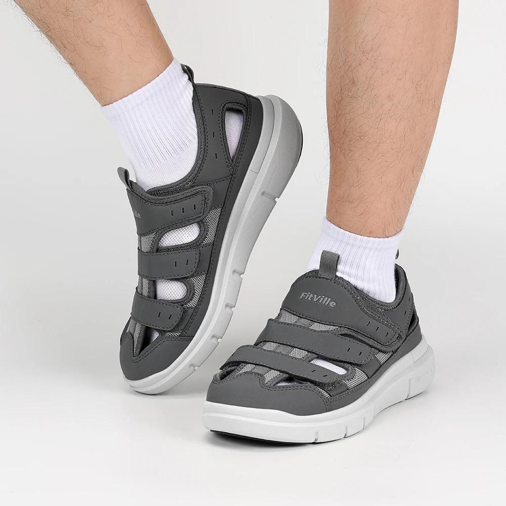 FitVille – sandales élargies pour hommes, chaussures de diabète décontractées, légères pour la fasci