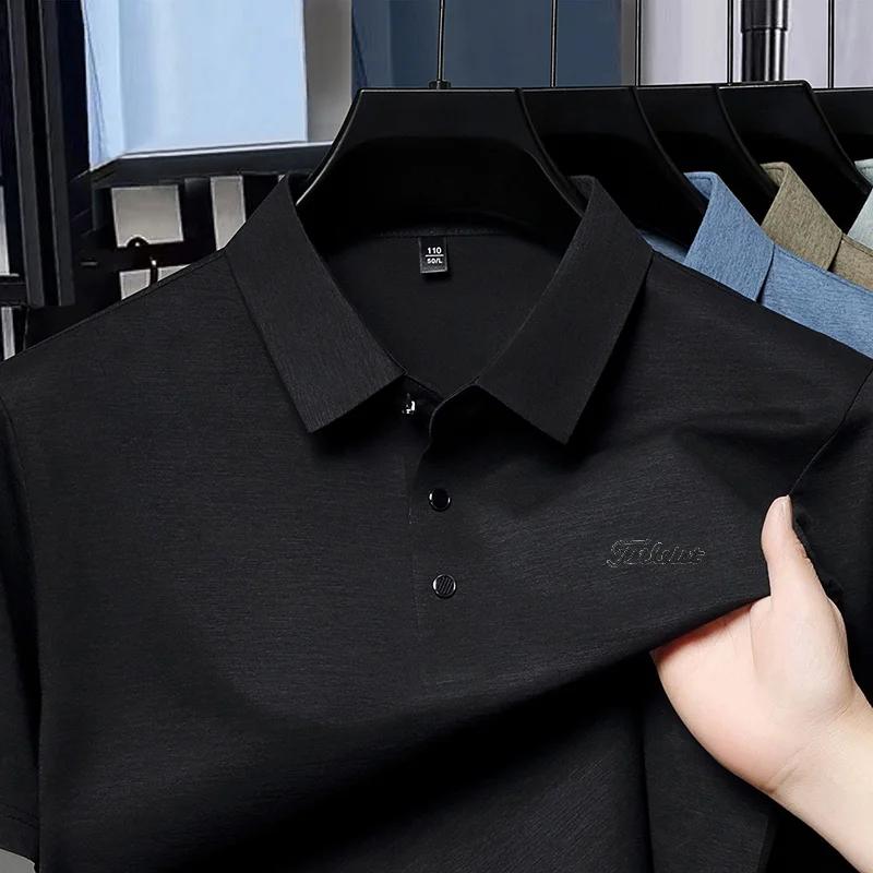 Polo de luxe premium pour homme, nouveau t-shirt à col boutonné avec imprimé lettres, style européen