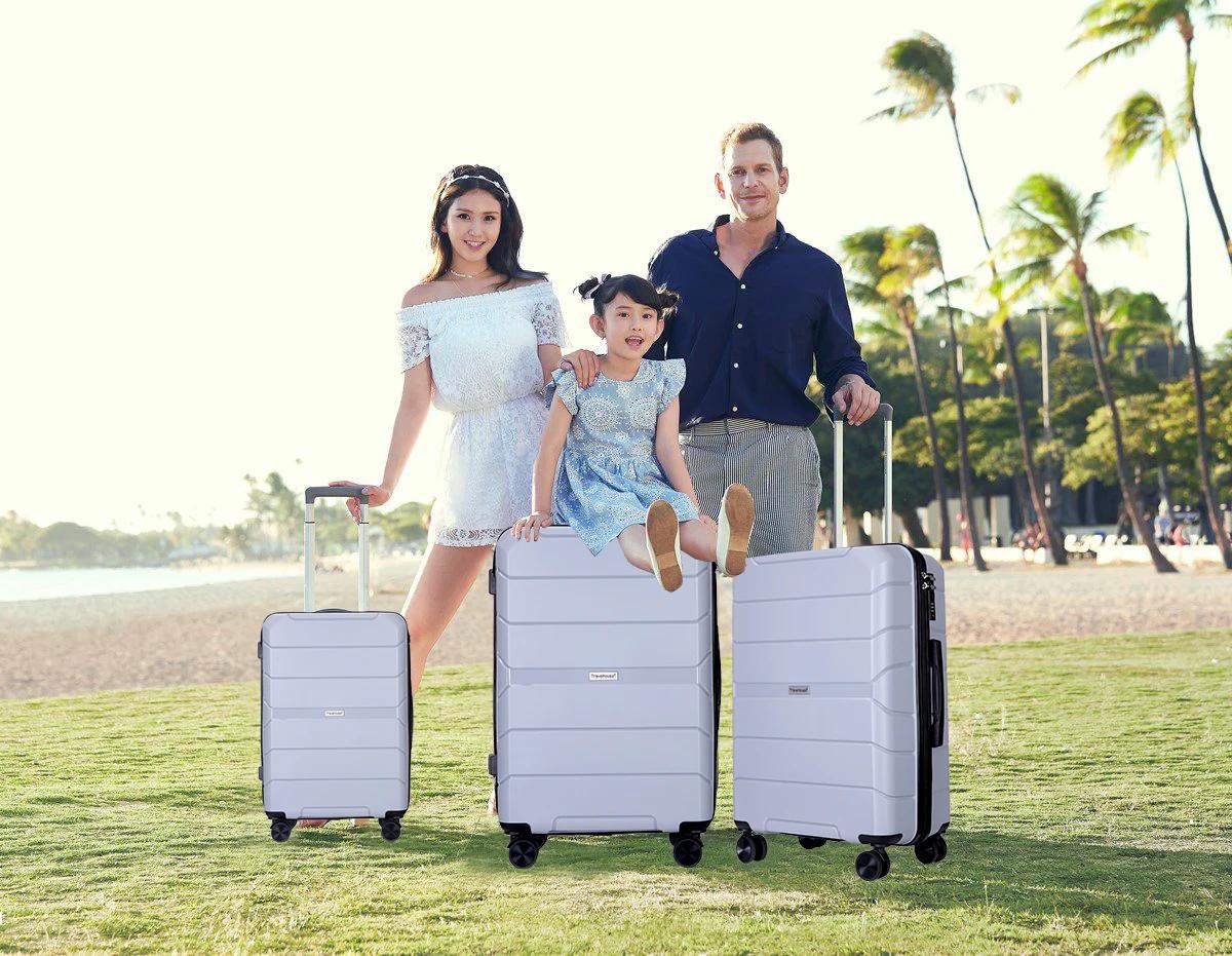 Travelhouse-Ensemble de Valises Rigides Légères avec Serrure TSA, Roues Spinner, PP, 3 Pièces, 20/24