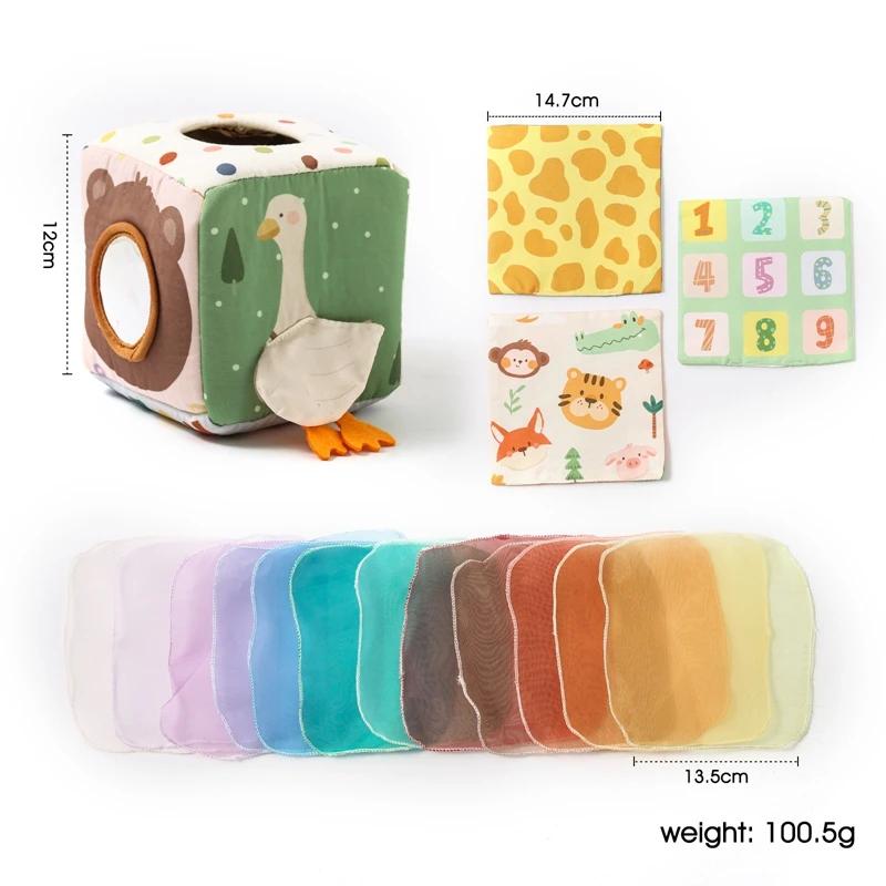 Montessori tissus jouets magique coton Animal boîte à mouchoirs enfants doigt exercice tissu occupé