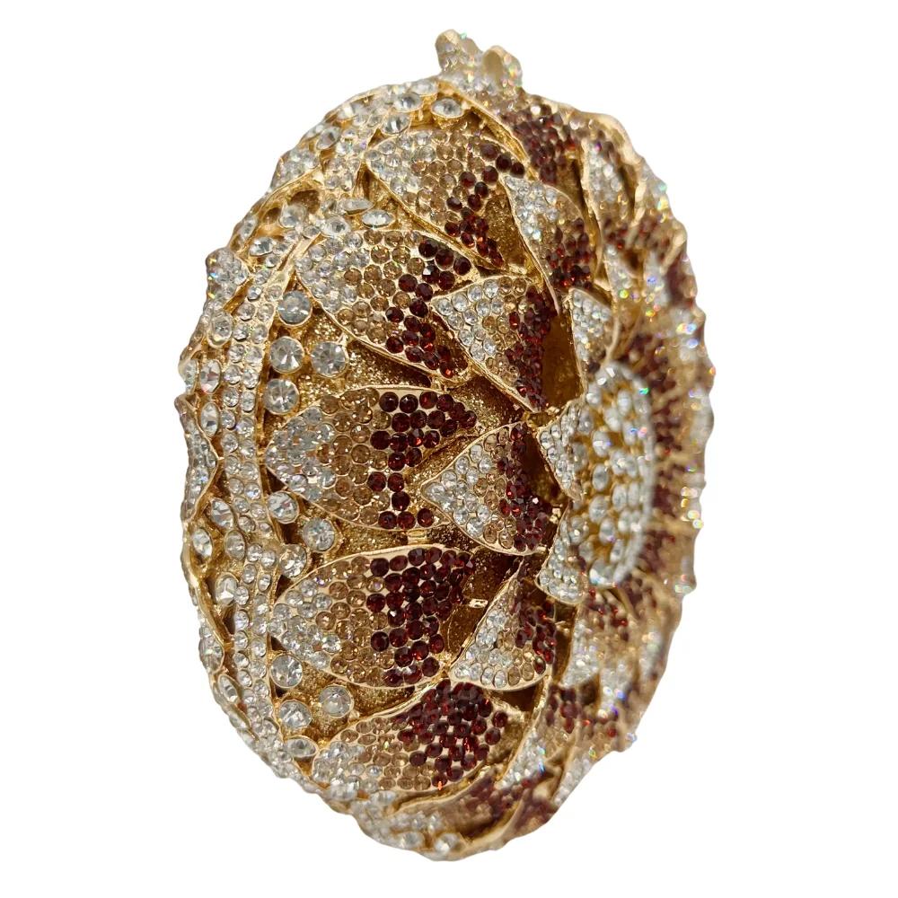 Sac de soirée de mariage pour femmes, de luxe, en forme de tournesol, creux, pavé complet, perles sc