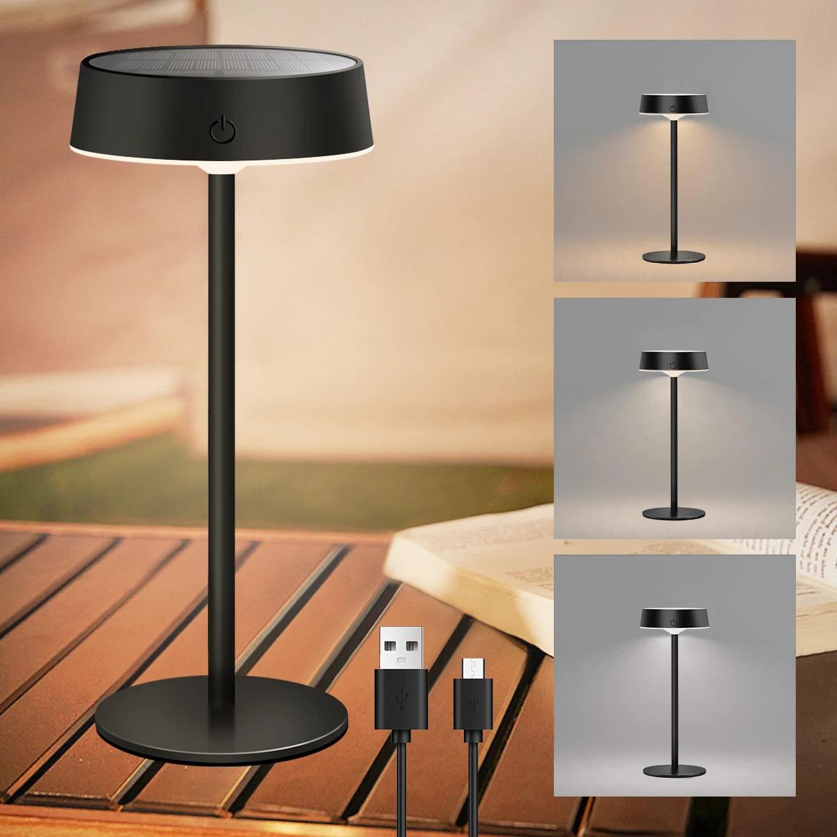 Lampes de Table solaires d'intérieur et d'extérieur, étanches, sans fil, rechargeables, à intensité