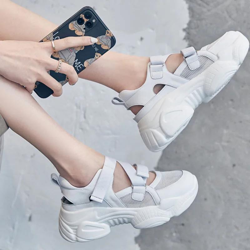 Chaussures en cuir véritable pour femmes, sandales d'été à semelle optique, décontractées, recommand