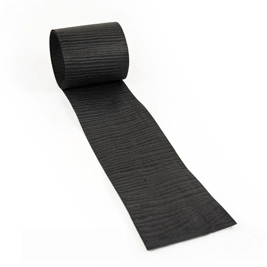 Placage en bois d'érable bouclé noir de carbone naturel 15x260cm pour la Surface de meubles et de dé