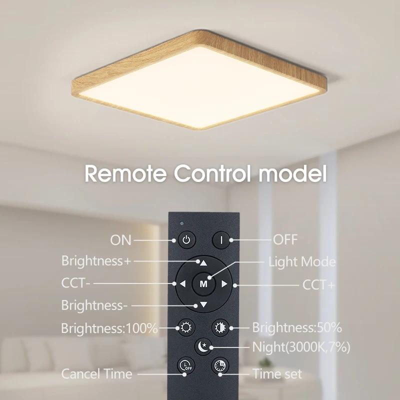 MARPOU Tuya plafonnier LED intelligent Grain de bois App commande vocale Alexa/Google télécommande p