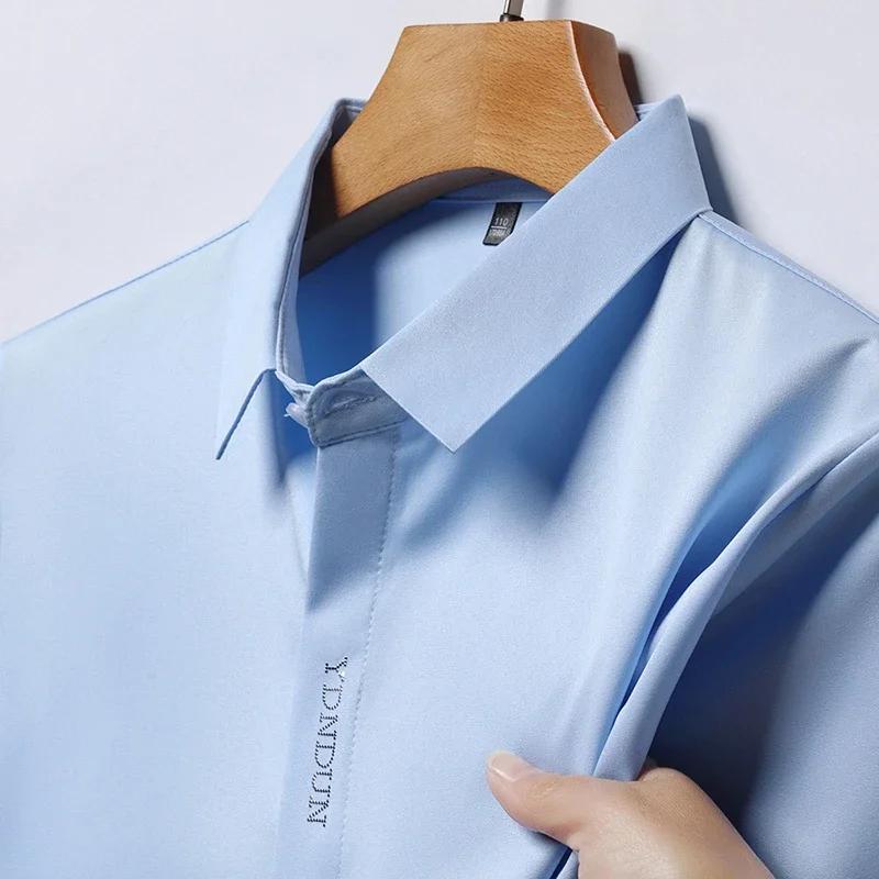 Chemise d'affaires déformable à manches courtes pour hommes, haut décontracté, document solide, conf