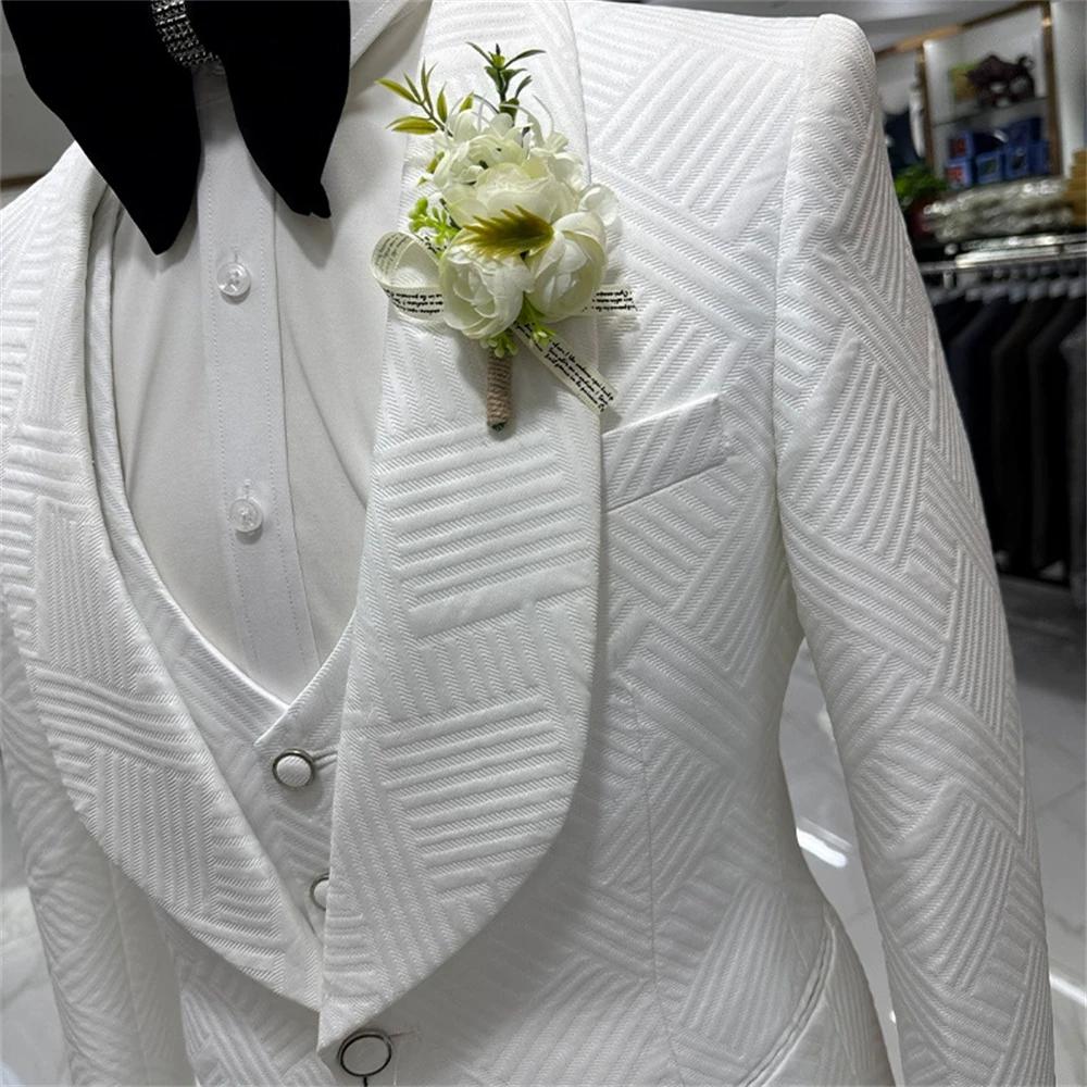 Costume de cérémonie pour homme, 3 pièces, coupe ajustée, pour mariage, veste, gilet et pantalon, un