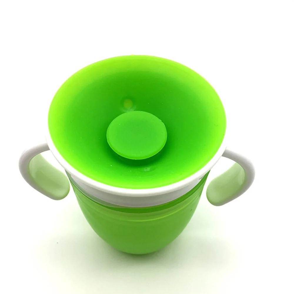 Tasse apprentissage bébé 360° rotation poignées double - Couvercle rabattable étanche silicone - Nourrissons