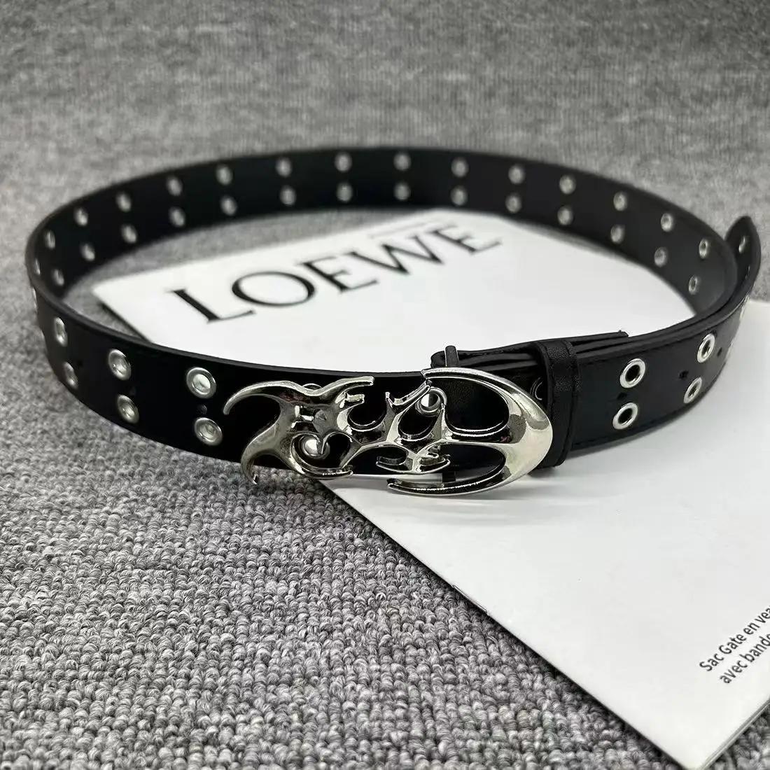 Ceinture Punk en cuir PU ajouré Y2K pour hommes et femmes, accessoire tendance pour cadeaux, ceintur