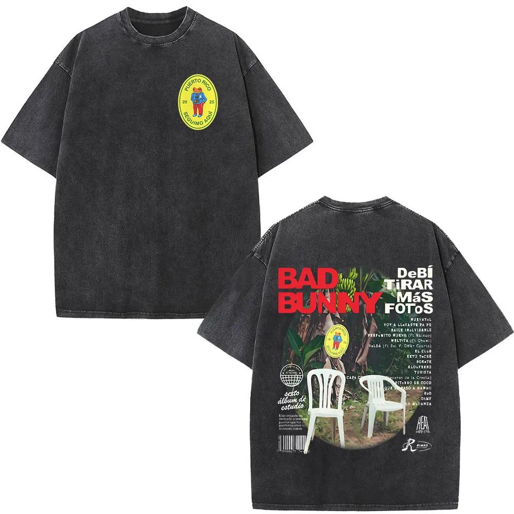 Rappeur Bad Bunny Album couverture impression T-shirt Debi Tirar Mas Fotos DTMF lavé Vintage T-shirt