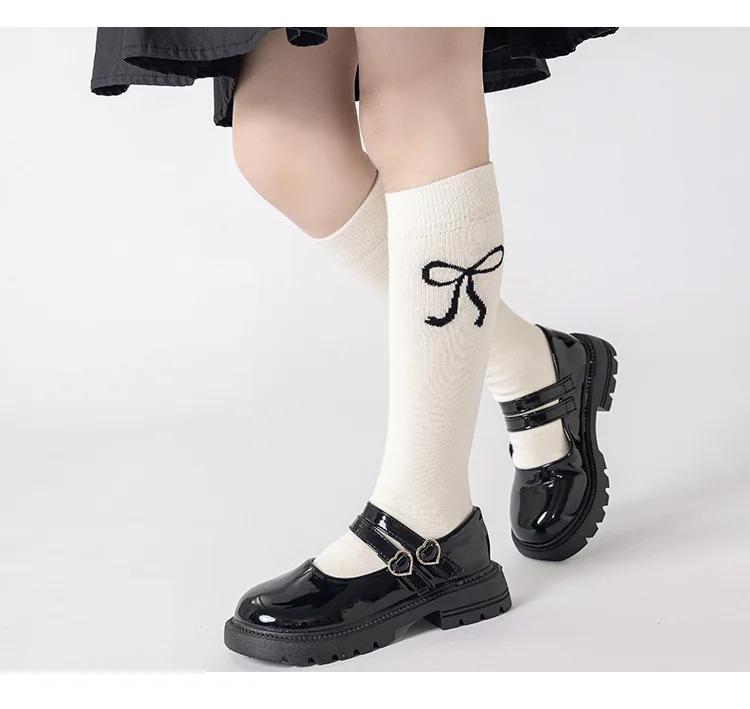 3 paires de chaussettes d'école mi-mollet pour adolescentes, avec nœud, Style coréen, chaussettes ha