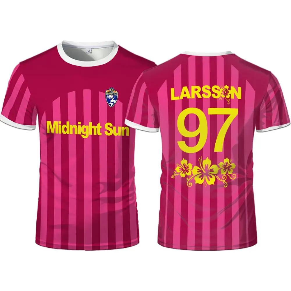 Zara Larsson Midnight Sun Pink Football Jersey Street T-shirt unisexe imprimé tendance à col rond, t