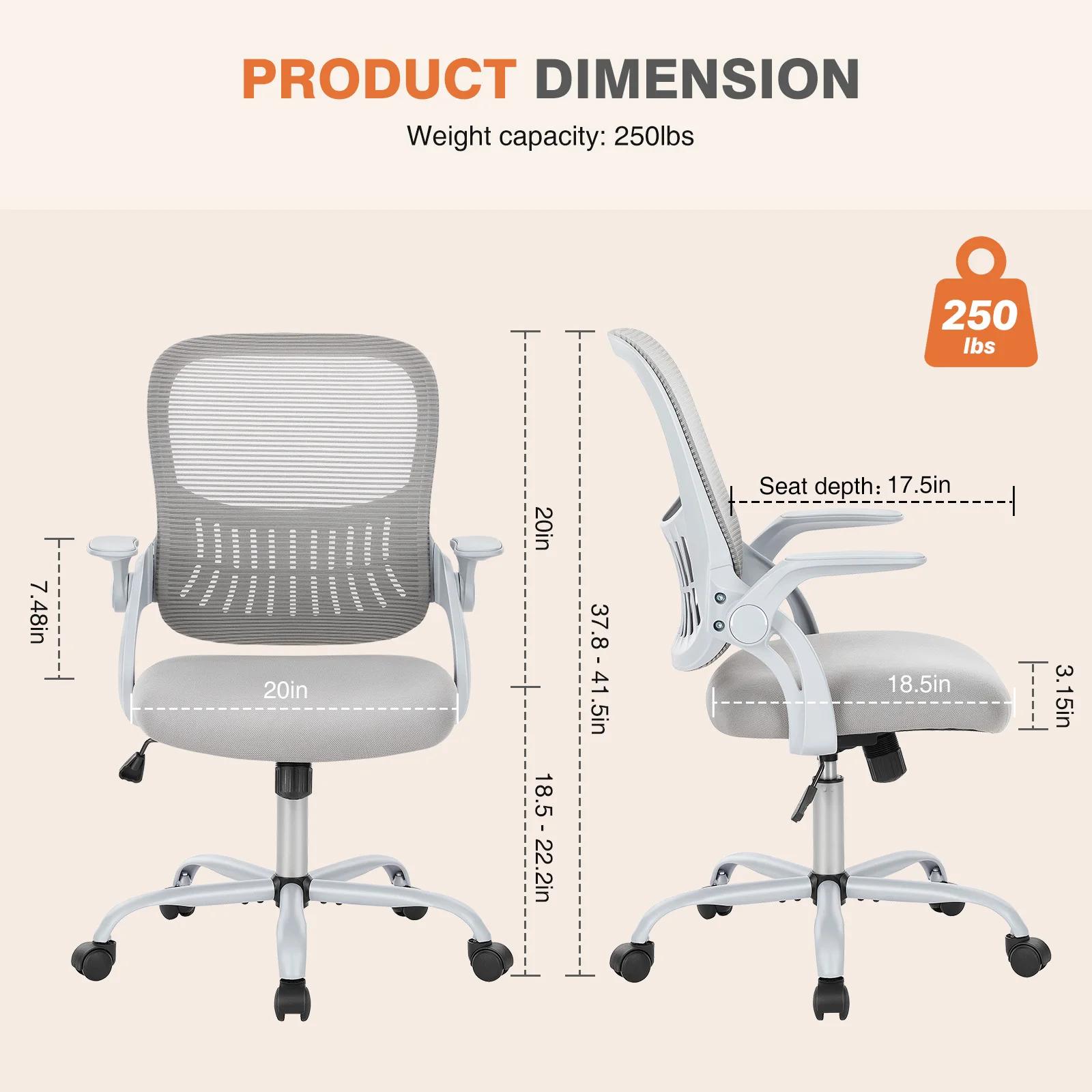 JIan-Chaise de Bureau Ergonomique à Dossier en Maille, Réglable, à Roulettes, pour Ordinateur, Jeu à
