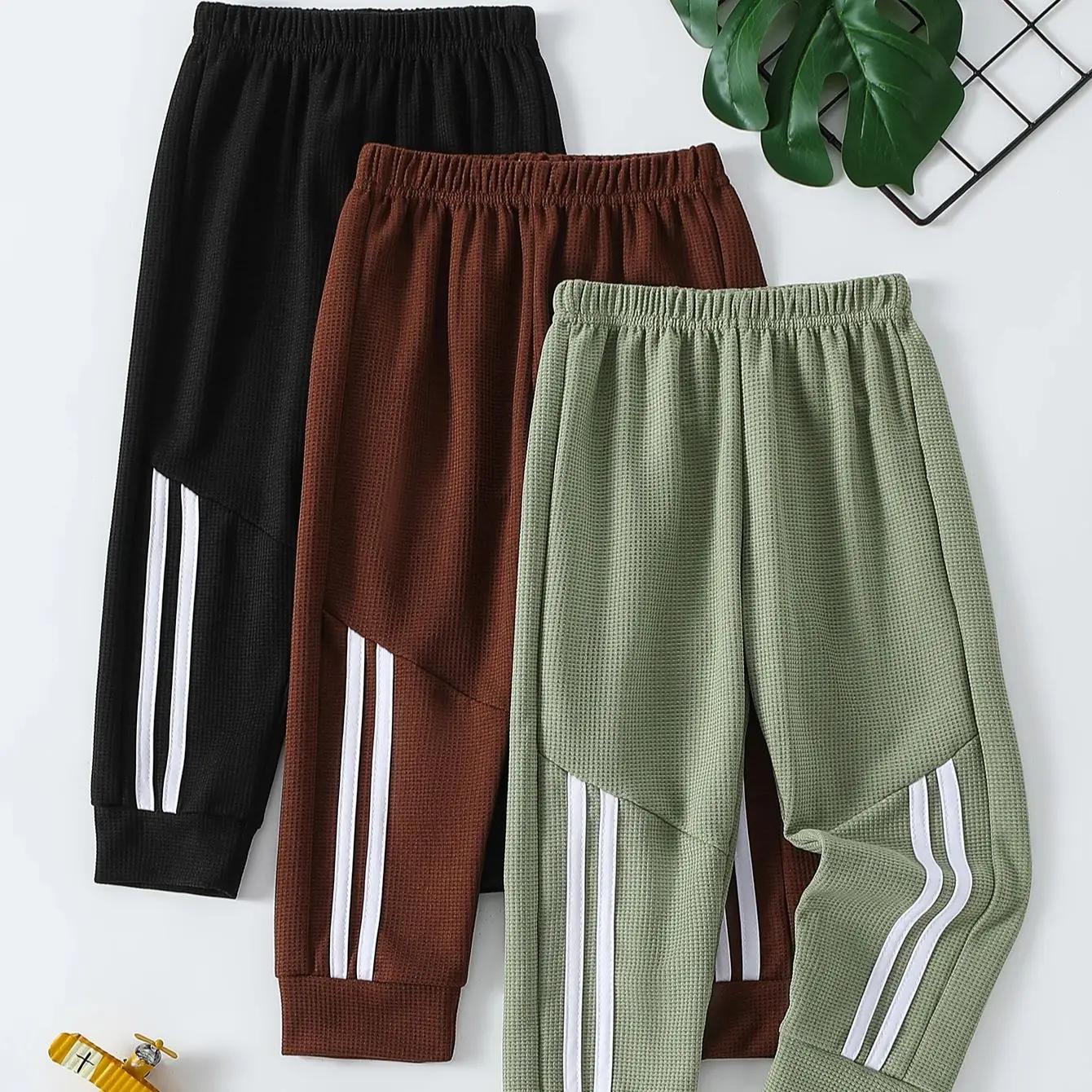 Pantalon gaufré uni pour enfants, pantalon de sport décontracté, pantalon Joker Harun, taille élasti