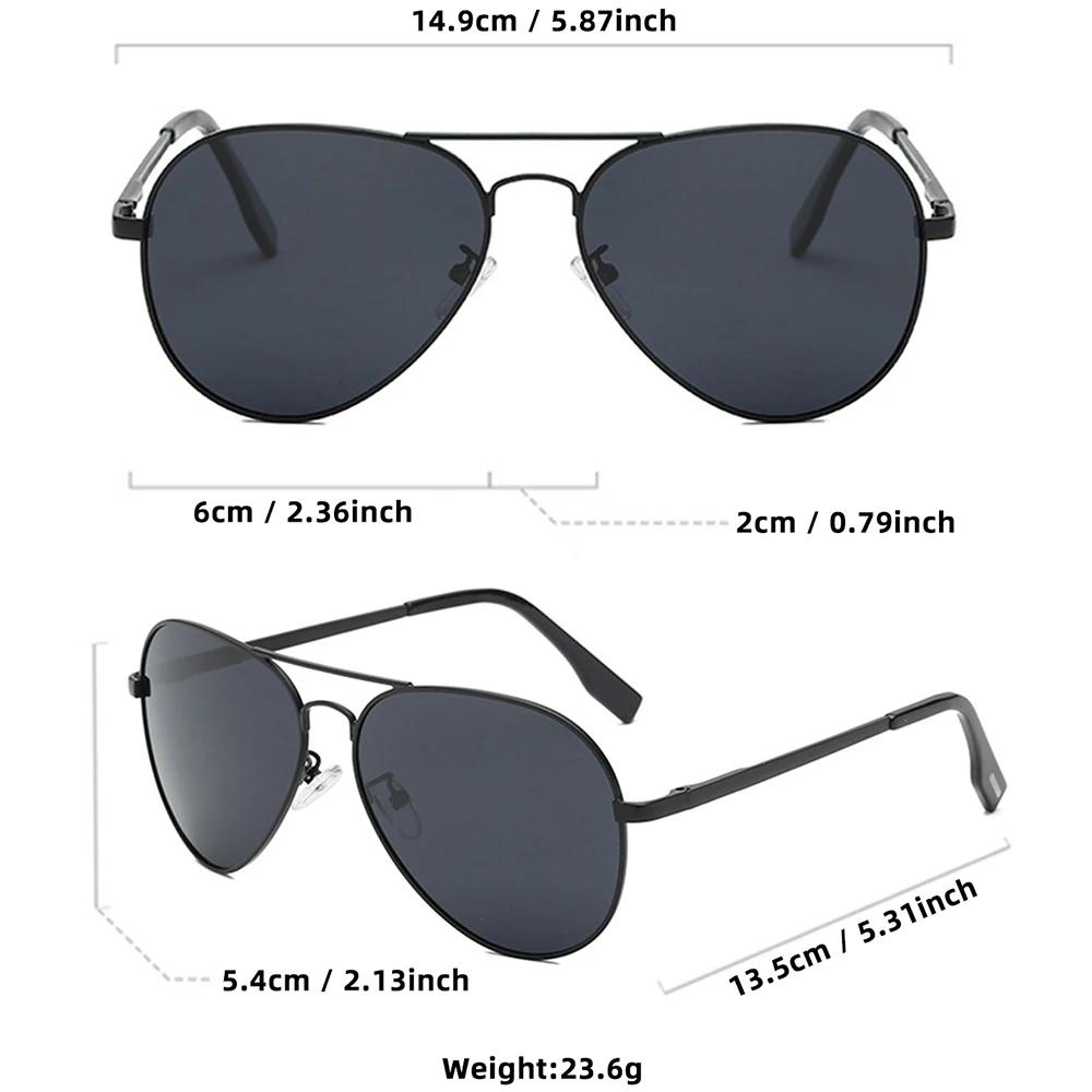 Classique grand pilote lunettes de soleil polarisées hommes de luxe en métal noir Aviation lunettes