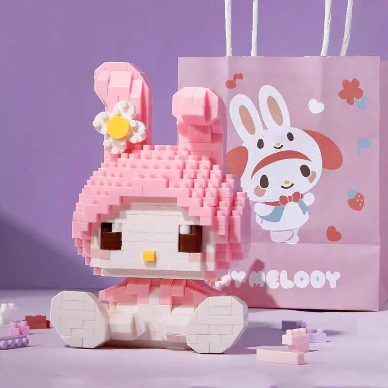 KEEPPLEY Sanrio Anime Hello Kitty My Melody Cinnamoroll Pompompurin Kuromi Blocs de construction pou
