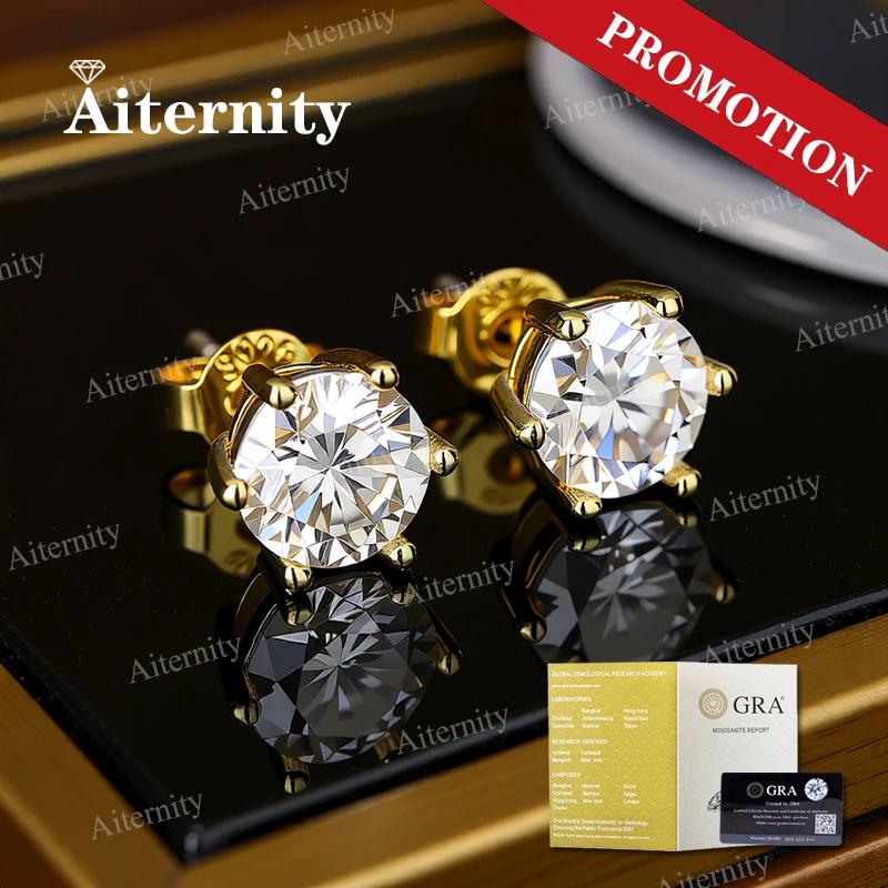 Boucles d'oreilles Moissanite 100% pour femmes, certificat GRA, stylo de Test de diamant, clous d'or