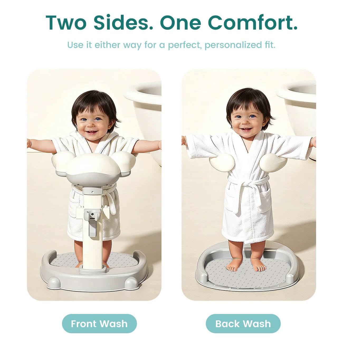 Support de bain pour bébé avec design ergonomique, aide au bain réglable en hauteur pour tout-petits