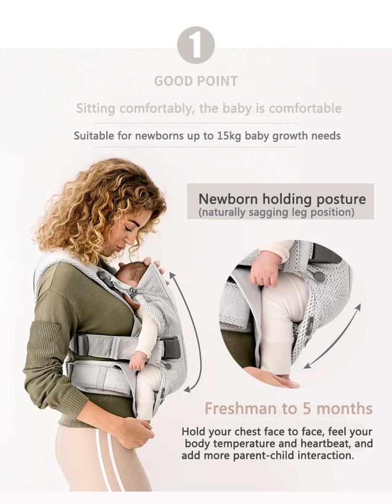Porte-bébé Bjorn en maille 3D | Conception ergonomique 3 en 1 prenant en charge les nouveau-nés et