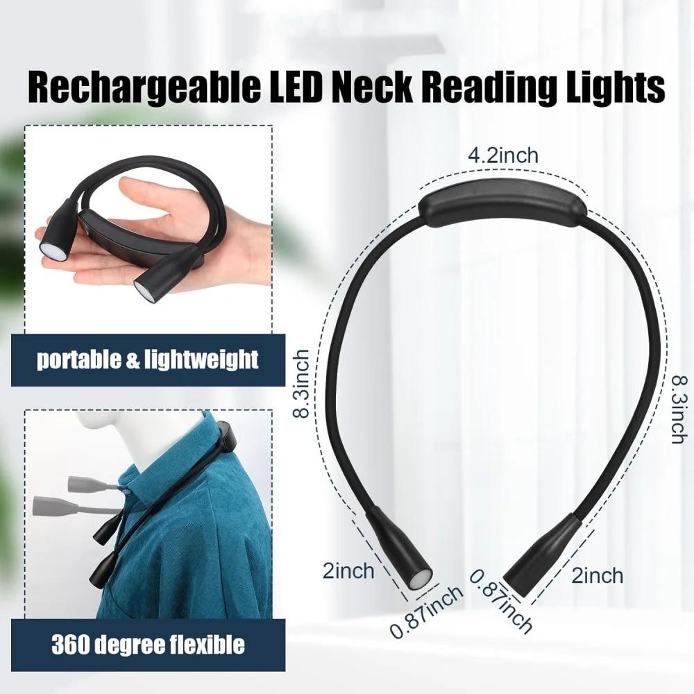 Lampes de lecture LED rechargeables pour le cou, 3 couleurs, 9 luminosité, bras Flexible, lumière de