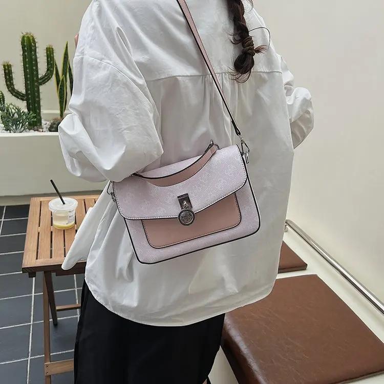 Nouveau Sac Bandoulière Minimaliste Luxe Léger Rétro Imprimé pour Femme 2026, Petit Sac Carré à Port