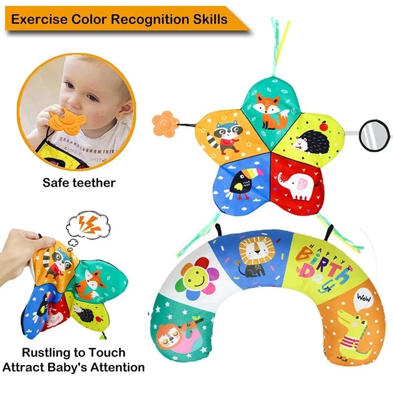 Jouets d'oreiller pour bébé, noir et blanc, contraste élevé, jouets Montessori pour bébés de 0 à 6 a