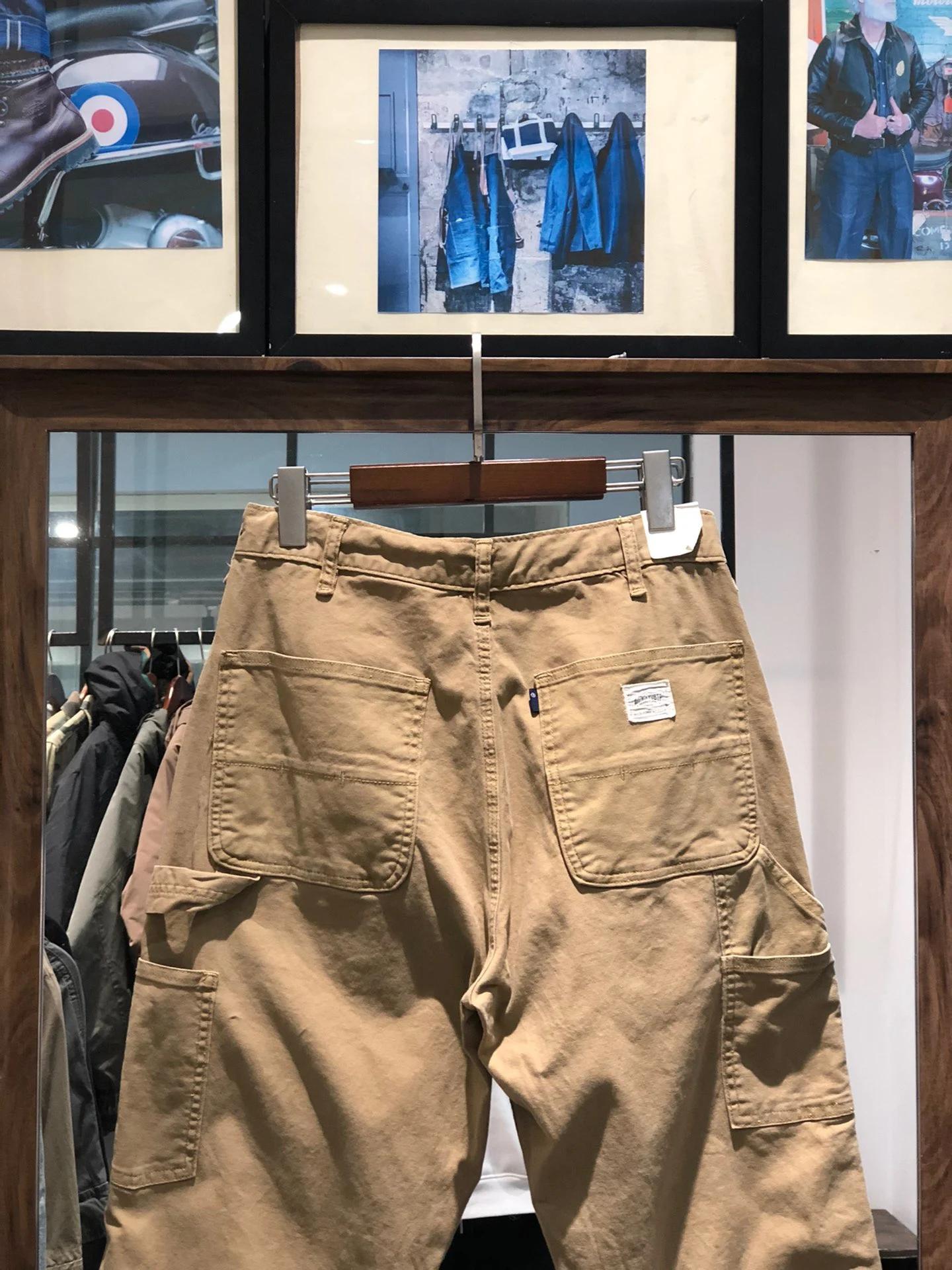 Poches lourdes coton hommes pantalon rétro américain décontracté dur gars en plein air mâle salopett