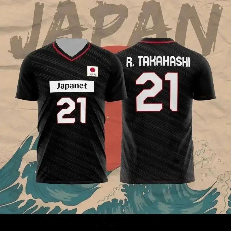 Maillot de volley-ball japonais pour hommes et femmes, vêtements R.Takahashi No.21 Ishikawa No.14, T