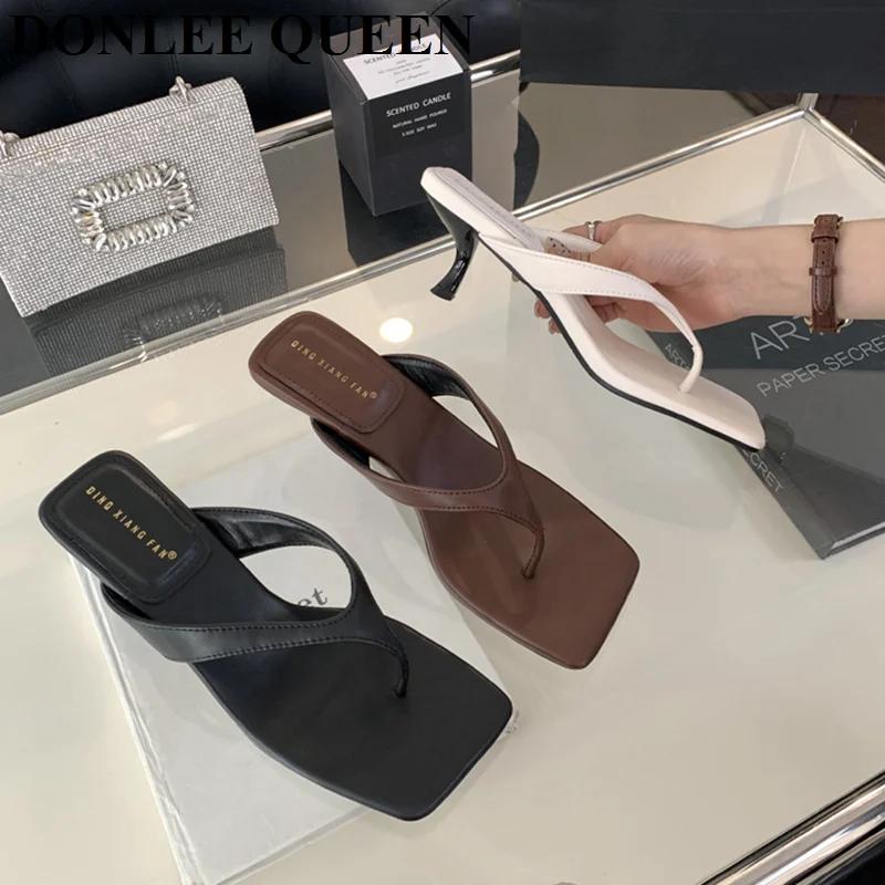 Pantoufles à talons hauts pour femmes, chaussures à enfiler, sandales à bande étroite, pantoufles dé