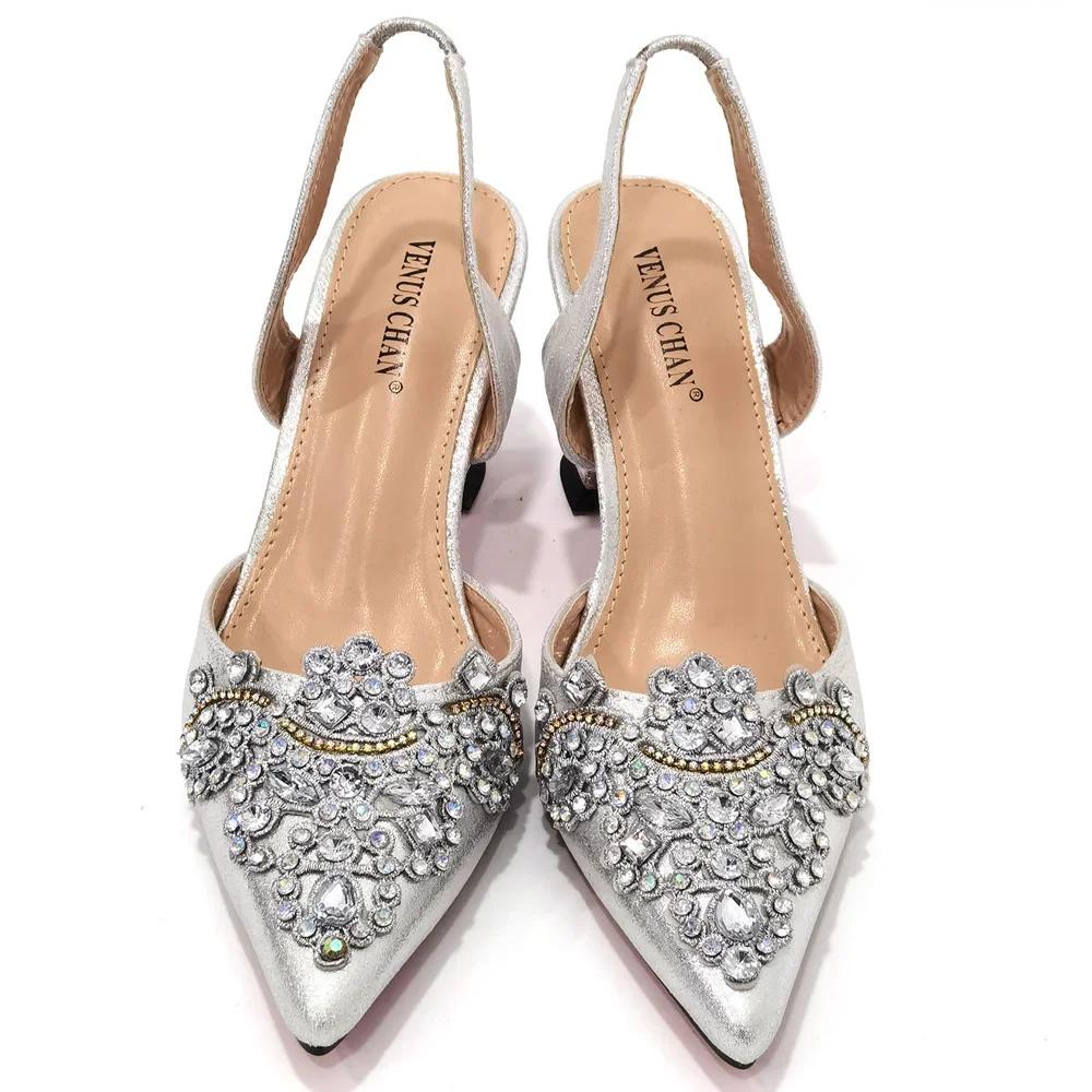 Ensemble de sac et chaussures assortis pour femmes, chaussures pointues, Parker, design évidé, or, m