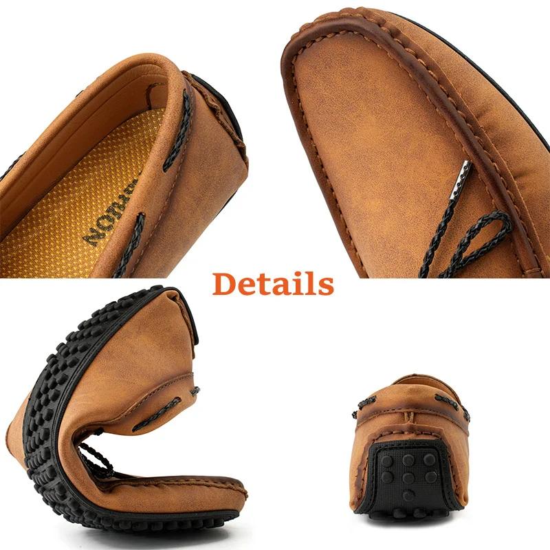 Mocassins respirants en cuir véritable pour hommes, chaussures décontractées à enfiler, mocassins no