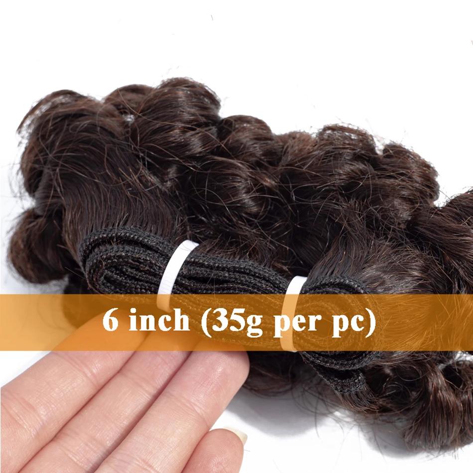 Paquets de cheveux bouclés rebondissants Double tirage indien 6 pouces coupe courte Remy Extensions