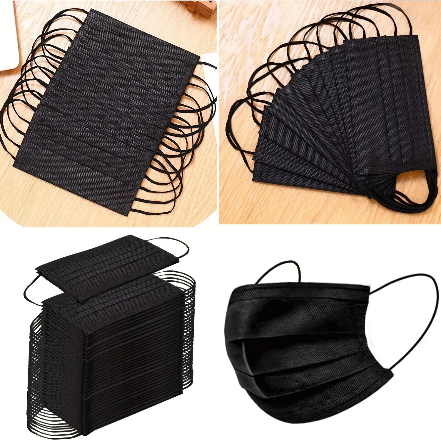 Masque de protection jetable noir, 100 pièces, 3 couches respirantes et confortables, très adapté à