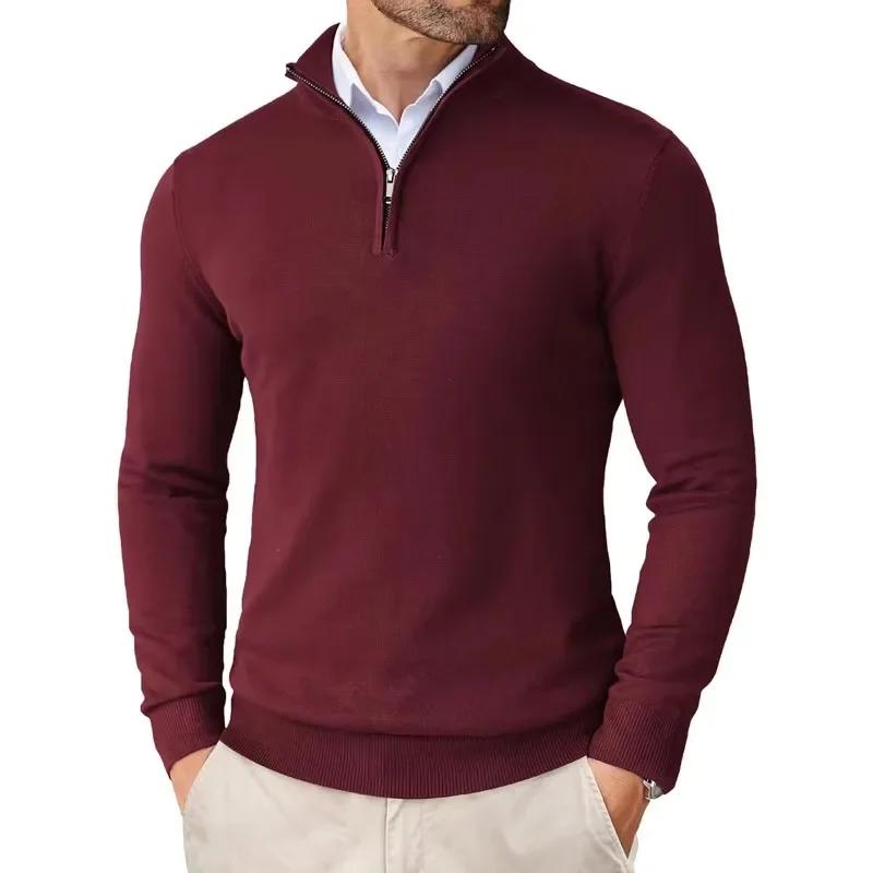 Pulls d'automne à fermeture éclair pour hommes, coupe cintrée, légers, à col montant, pour l'extérie